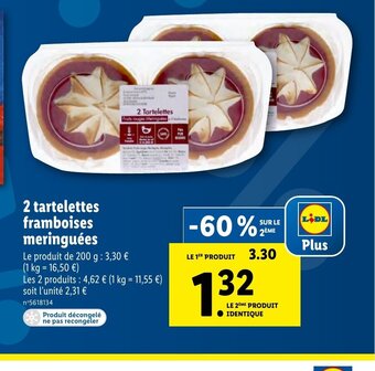 Lidl 2 tartelettes framboises meringuées offre
