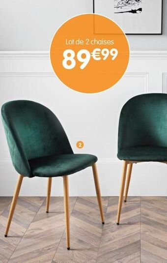 b&m Lot de 2 chaises en velours offre