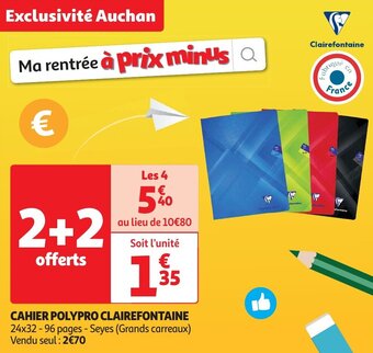 Auchan CAHIER POLYPRO CLAIREFONTAINE offre