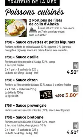 Thiriet 2 Portions De Filets De Colin d'Alaska offre