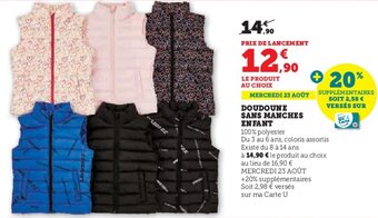 Hyper U DOUDOUNE SANS MANCHES ENFANT offre