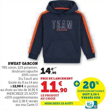 Hyper U SWEAT GARCON offre