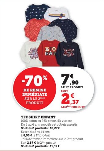 Hyper U TEE SHIRT ENFANT offre