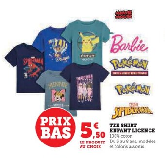 Hyper U TEE SHIRT ENFANT LICENCE offre