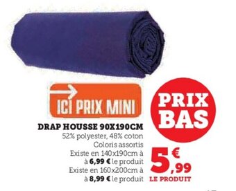 Hyper U DRAP HOUSSE 90X190CM offre