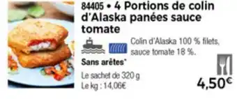 Thiriet 4 Portions De Colin d'Alaska Panées Sauce Tomate offre