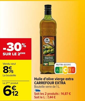 Carrefour Huile d'olive vierge extra CARREFOUR EXTRA Bouteille verre de 1 L. offre