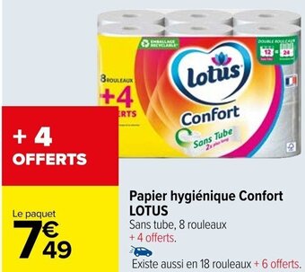 Carrefour Papier hygiénique Confort LOTUS offre