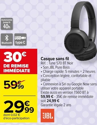 Carrefour Casque sans fil offre