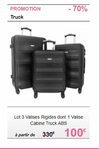 Lot 3 Valises Rigides dont 1 Valise Cabine Truck ABS