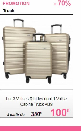 Bleu Cerise Lot 3 Valises Rigides dont 1 Valise Cabine Truck ABS offre