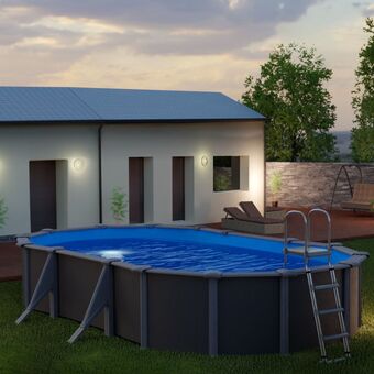Gamm vert Piscine ovale acier 5,27m x 3,27m x h: 1,22m - gris anthracite - gré offre
