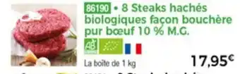 Thiriet 8 Steaks Hachés Biologique Façon Bouchère offre