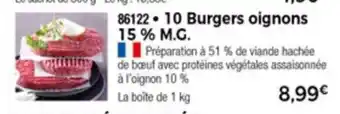 Thiriet 10 Burgers Oignons 15% M.G. offre