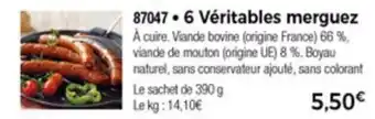 Thiriet 6 Véritables Merguez offre