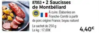 Thiriet 2 Saucisses De Montbéliard offre