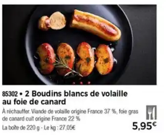 Thiriet 2 Boudins Blancs De Volaille Au Foie De Canard offre