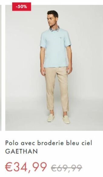 Polo avec broderie bleu ciel