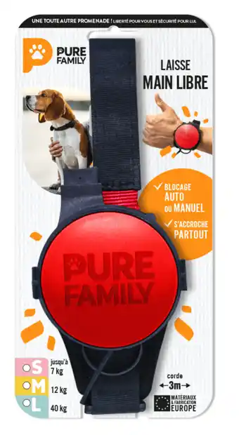 Jardiland Pure family - laisse main libre rouge s offre