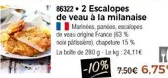 Thiriet 2 Escalopes De Veau à La Milanaise offre
