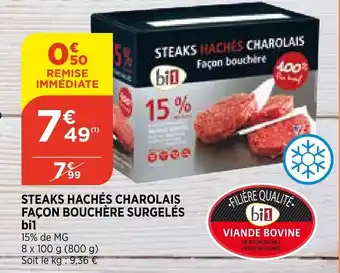 Bi1 Steaks Hachés Charolais Façon Bouchère Surgelès offre