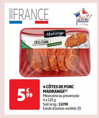 Auchan Supermarché 4 côtes de porc madrange offre