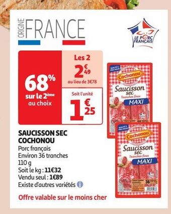 Auchan Supermarché Saucisson sec cochonou offre