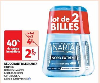 Auchan Supermarché Déodorant bille narta homme offre