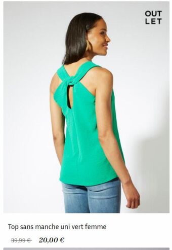 Top sans manche uni vert femme