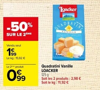 Carrefour Quadratini Vanille LOACKER offre