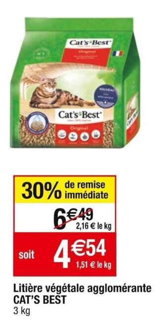 Litière végétale agglomérante CAT'S BEST