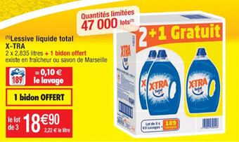 Cora x Carrefour (¹) Lessive liquide total X-TRA offre