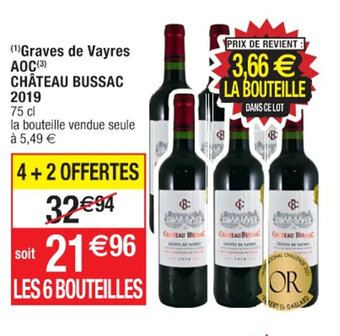 Cora x Carrefour (1)Graves de Vayres AOC(3) CHÂTEAU BUSSAC 2019 offre