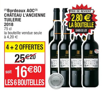 Cora x Carrefour (1)Bordeaux AOC (³) CHÂTEAU L'ANCIENNE TUILERIE 2018 offre