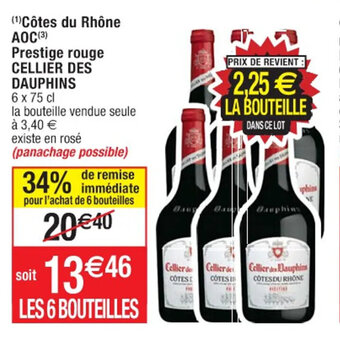 Cora x Carrefour (¹)Côtes du Rhône AOC Prestige rouge CELLIER DES DAUPHINS offre