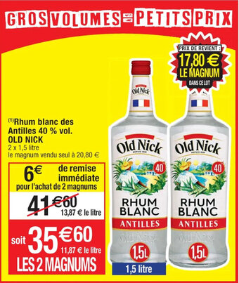 (¹)Rhum blanc des Antilles 40 % vol. OLD NICK