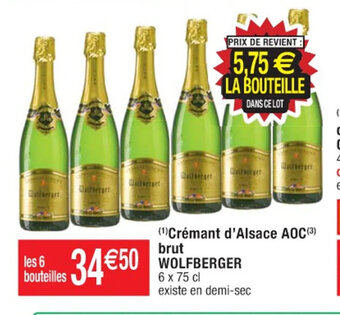 Cora x Carrefour (¹)Crémant d'Alsace AOC (³) brut WOLFBERGER offre