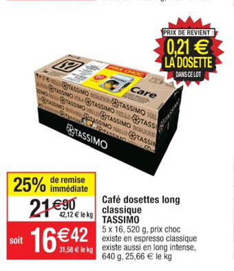 Cora x Carrefour Café dosettes long classique TASSIMO offre