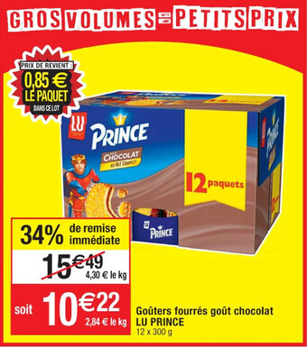 Cora x Carrefour Goûters fourrés goût chocolat LU PRINCE offre