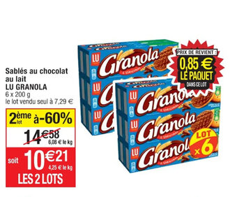 Cora x Carrefour Sablés au chocolat au lait LU GRANOLA offre