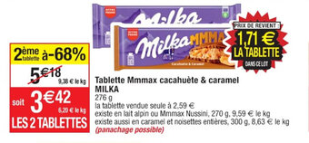 Cora x Carrefour Tablette Mmmax cacahuète & caramel MILKA offre