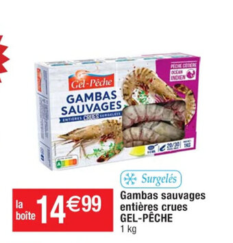 Cora x Carrefour Gambas sauvages entières crues GEL-PÊCHE offre