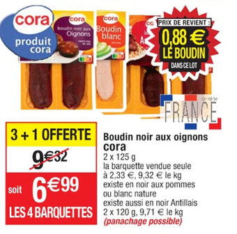 Cora x Carrefour Boudin noir aux oignons cora offre