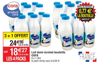 Cora x Carrefour Lait demi-écrémé bouteille cora offre