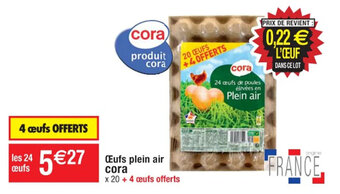 Cora x Carrefour Œufs plein air cora offre