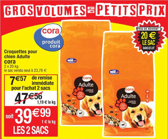 Cora x Carrefour Croquettes pour chien Adulte cora offre
