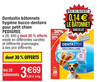 Cora x Carrefour Dentastix bâtonnets hygiène bucco-dentaire pour petit chien PEDIGREE offre