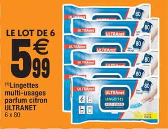 Cora x Carrefour (¹)Lingettes multi-usages parfum citron ULTRANET offre