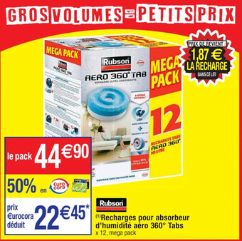Cora x Carrefour (¹)Recharges pour absorbeur d'humidité aéro 360° Tabs offre