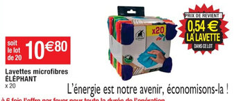 Cora x Carrefour Lavettes microfibres ÉLÉPHANT x 20 offre